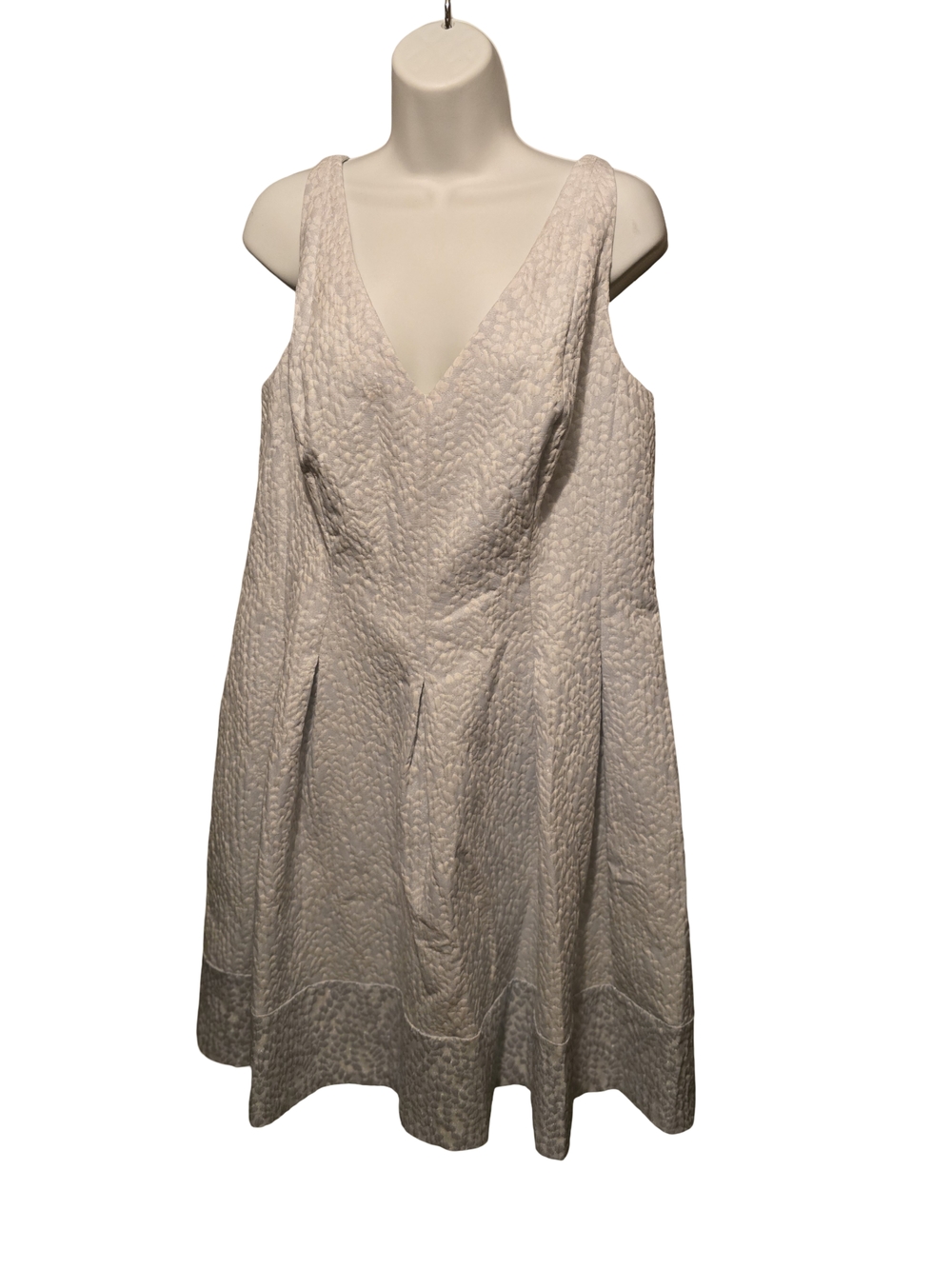 Women's Sleeveless Textured V-Neck Dress in Light Beige